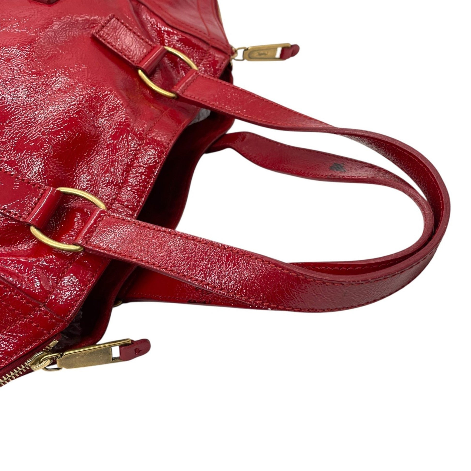 Saint Laurent Downtown Handbag Patent, RED, LEATHER, Handbag
