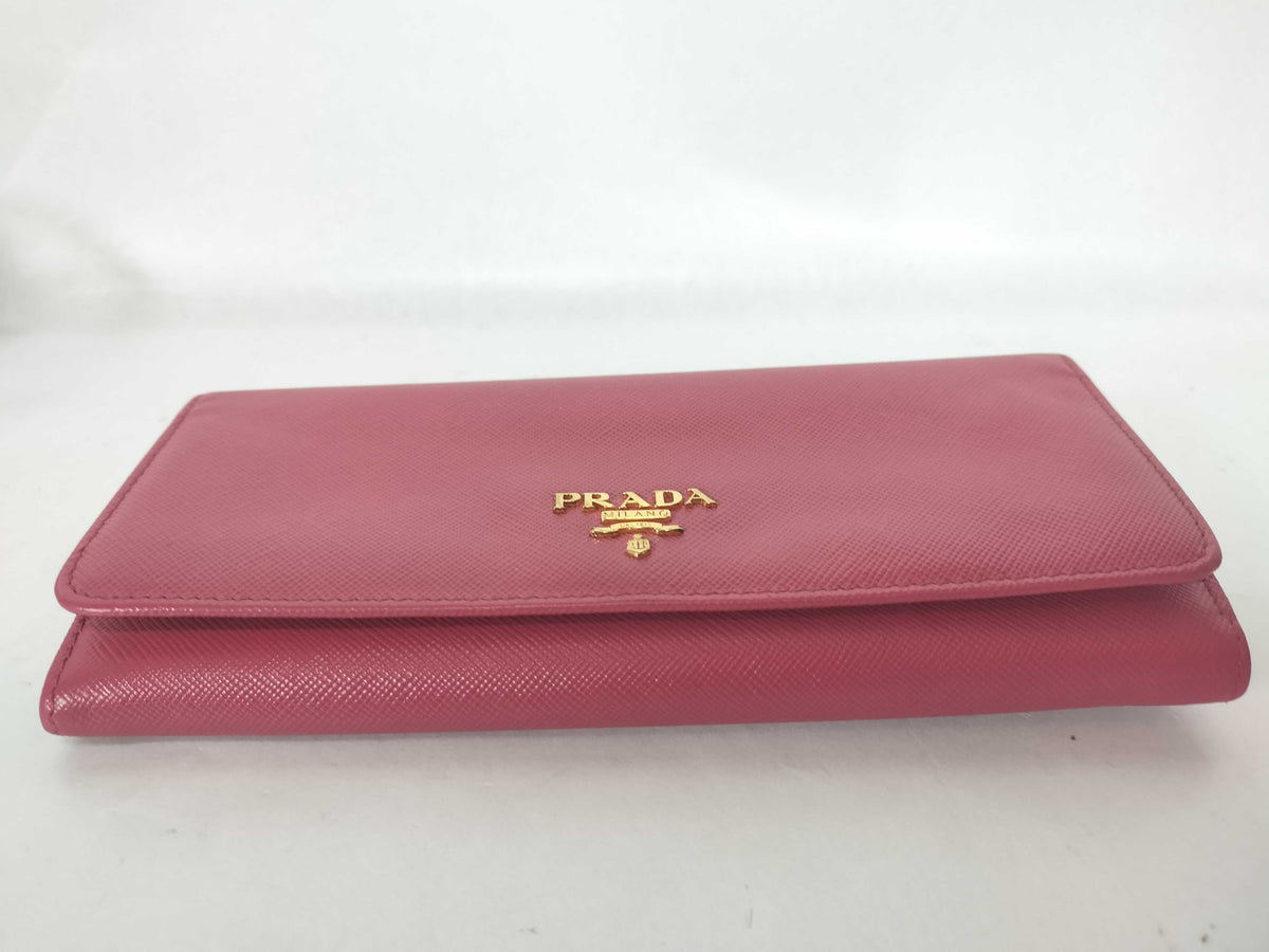 Prada Saffiano Leather, Pink, Leather, Wallet