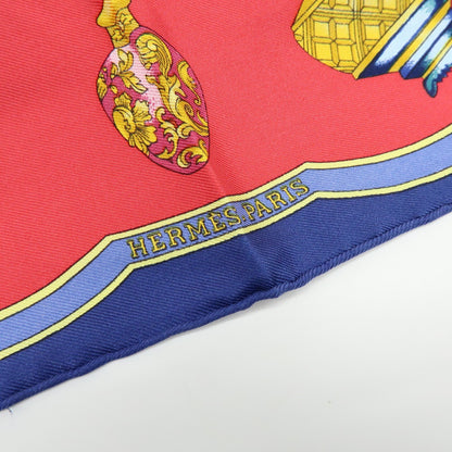 Hermes Carré 45 Les Capucines 100% Silk, Red, Silk, Scarf