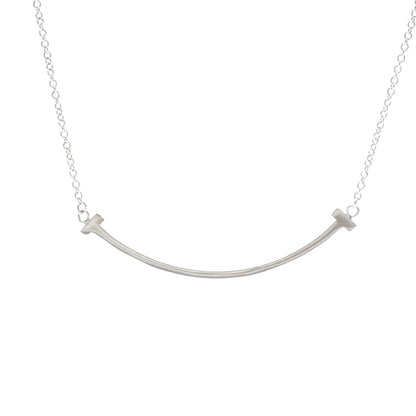 Tiffany & Co. T Smile Pendant 18K White Gold, Silver, White Gold, Necklace