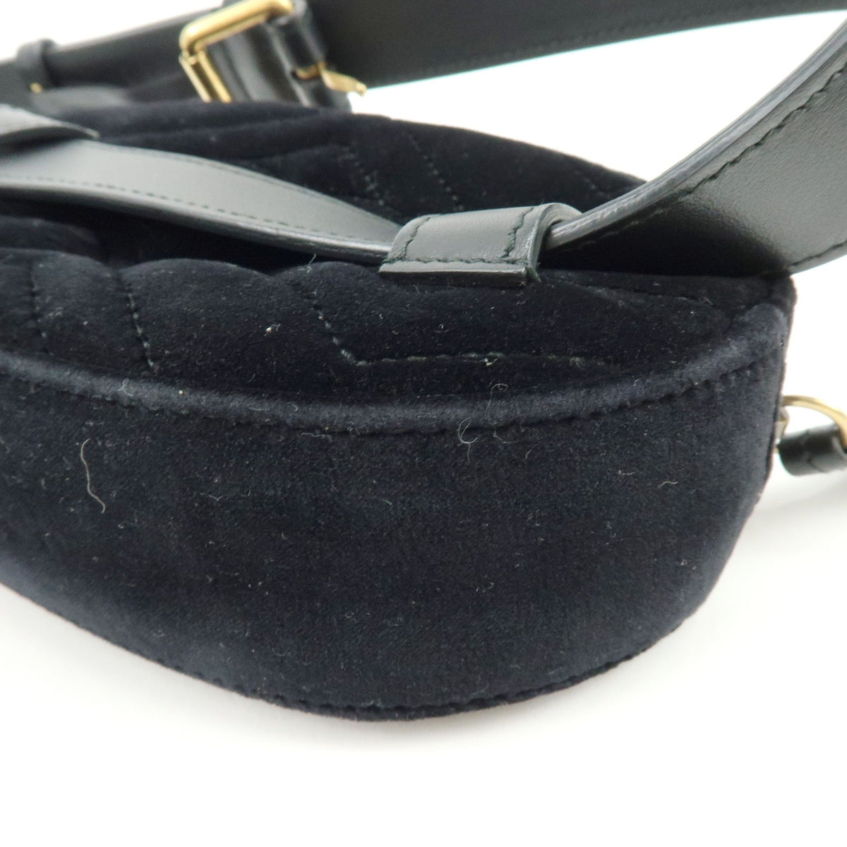 Gucci GG Marmont Belt Embellished Matelasse Velvet, Black, Velvet, Handbag