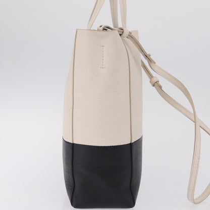 Celine Vertical Bi-Cabas Leather, Black, Leather, Tote Bag