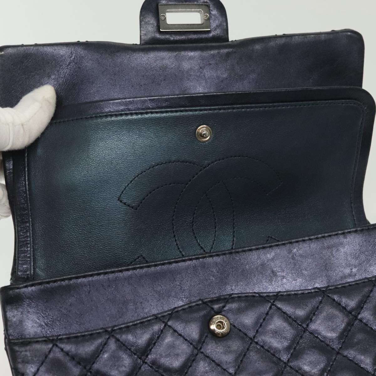 Chanel Hybrid Reissue Double Flap Bag Quilted Lambskin, NAVY, LEATHER, Shoulder bag