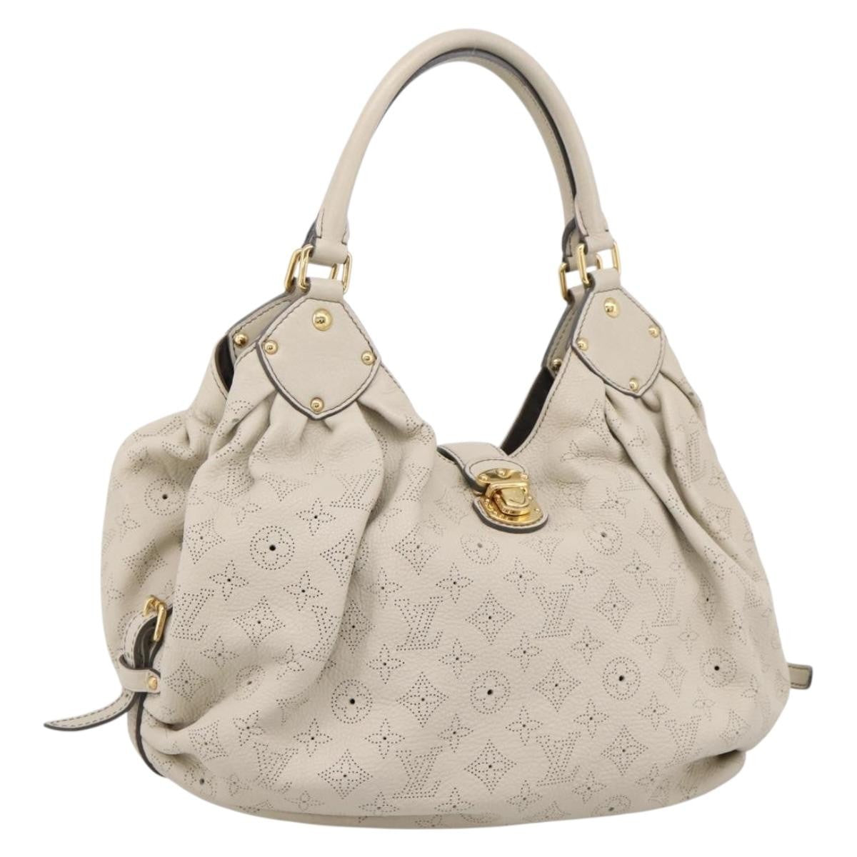 Louis Vuitton L Hobo Mahina Leather, Beige, Leather, Shoulder Bag
