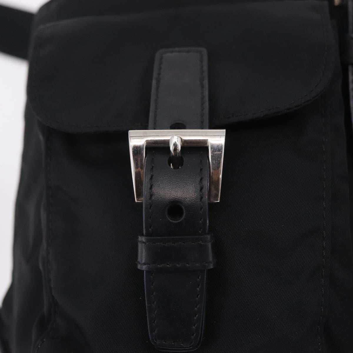 Prada Double Pocket Backpack Chain Re-Nylon, Black, Nylon, Shoulder Bag