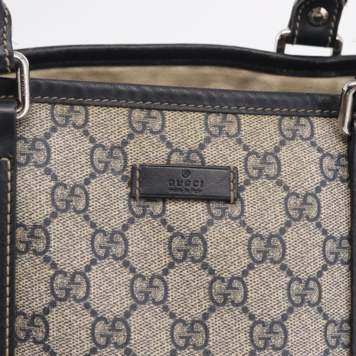 Gucci Open Tote GG Canvas and Leather, Navy, Canvas, Handbag