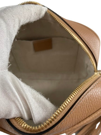 Gucci Soho Wristlet Pouch Leather, CAMEL, LEATHER, Clutche & pouche