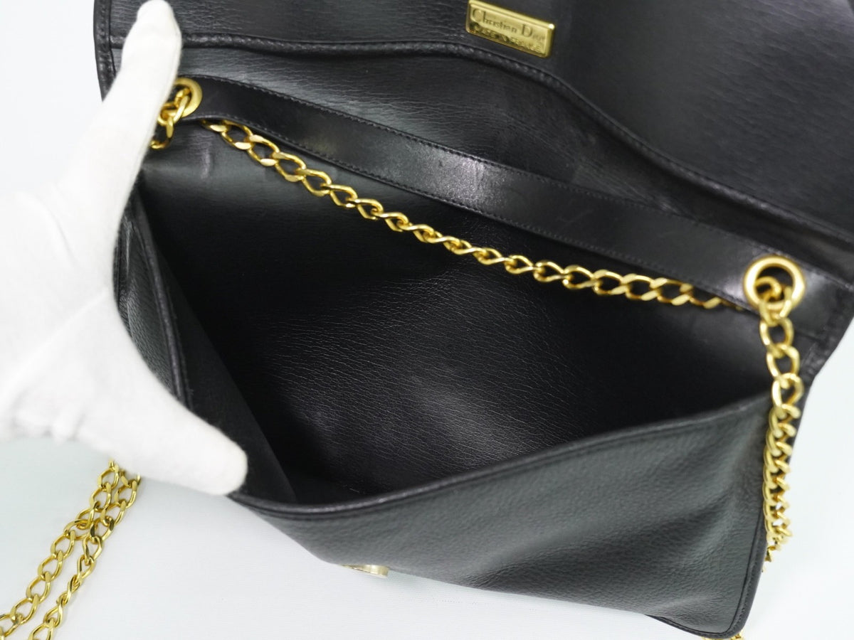 Christian Dior Shoulder Leather, Black, Leather, Shoulder Bag