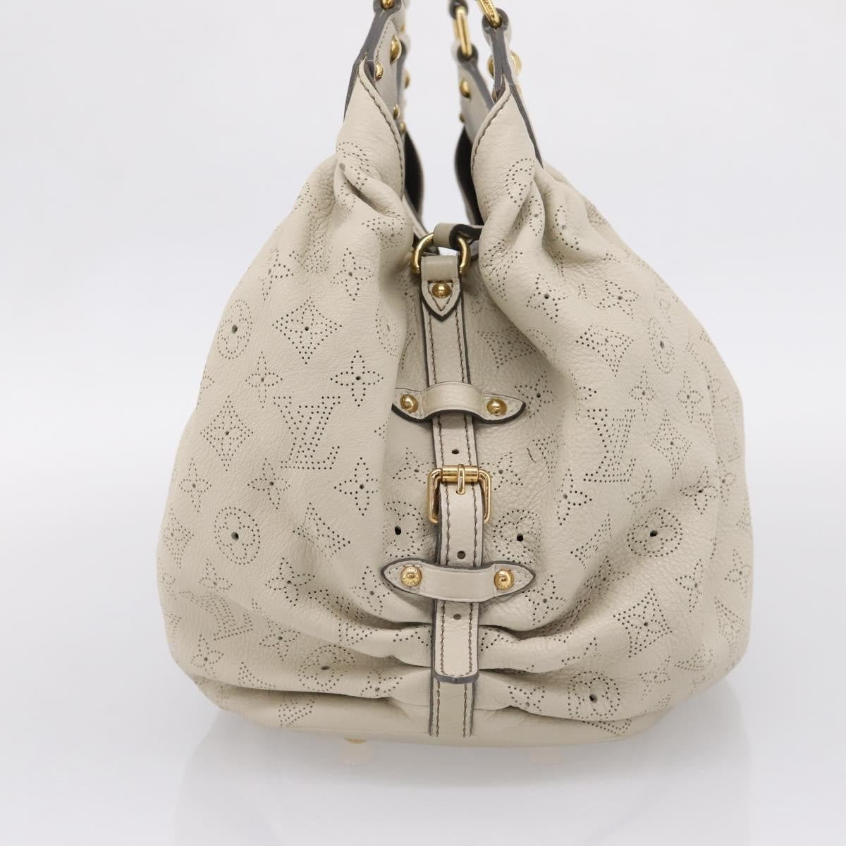 Louis Vuitton L Hobo Mahina Leather, Beige, Leather, Shoulder Bag