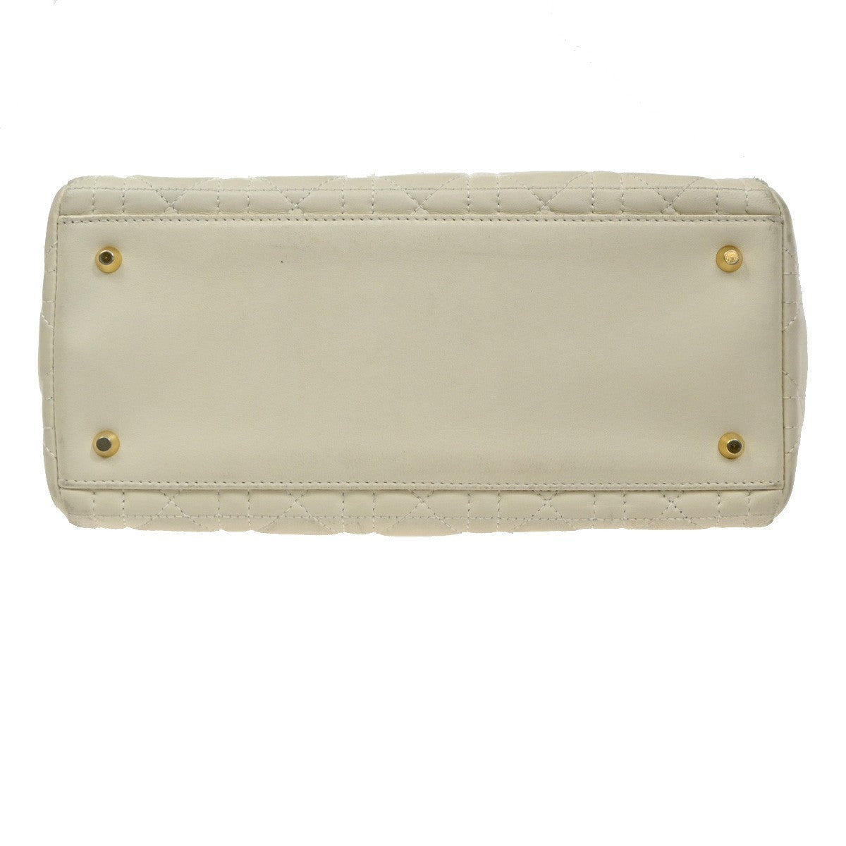 Christian Dior Lady Dior Cannage Quilt Leather, White, Leather, Handbag