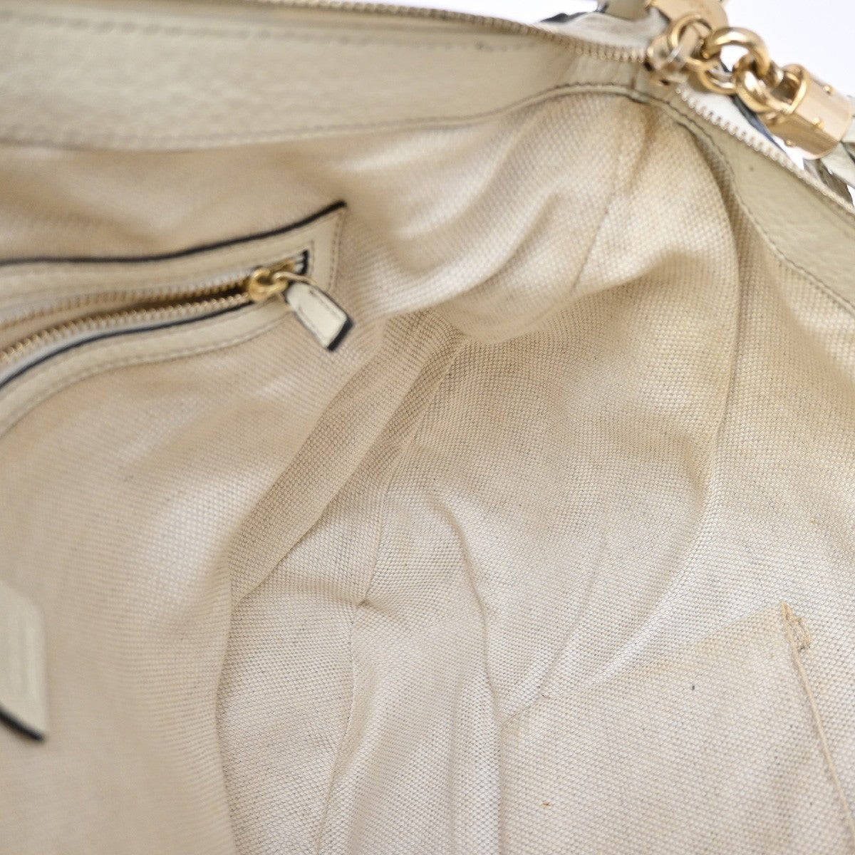 Gucci Soho Messenger Leather, White, Leather, Shoulder Bag