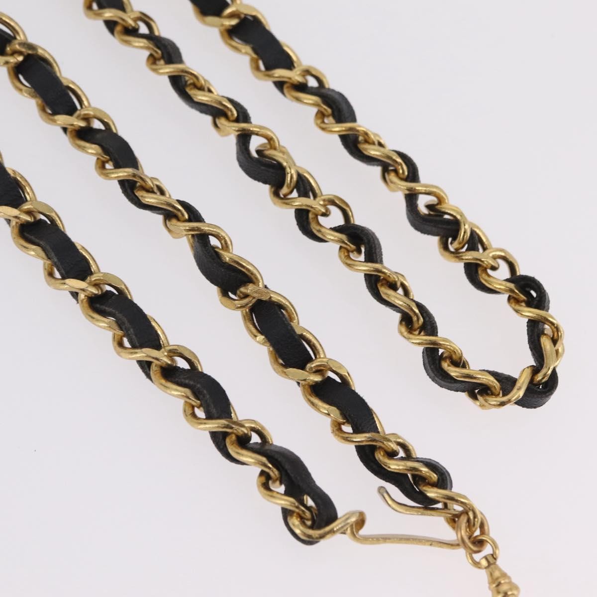 Chanel Vintage Logo Chain Belt Metal and Leather, Gold, Metal, Belt