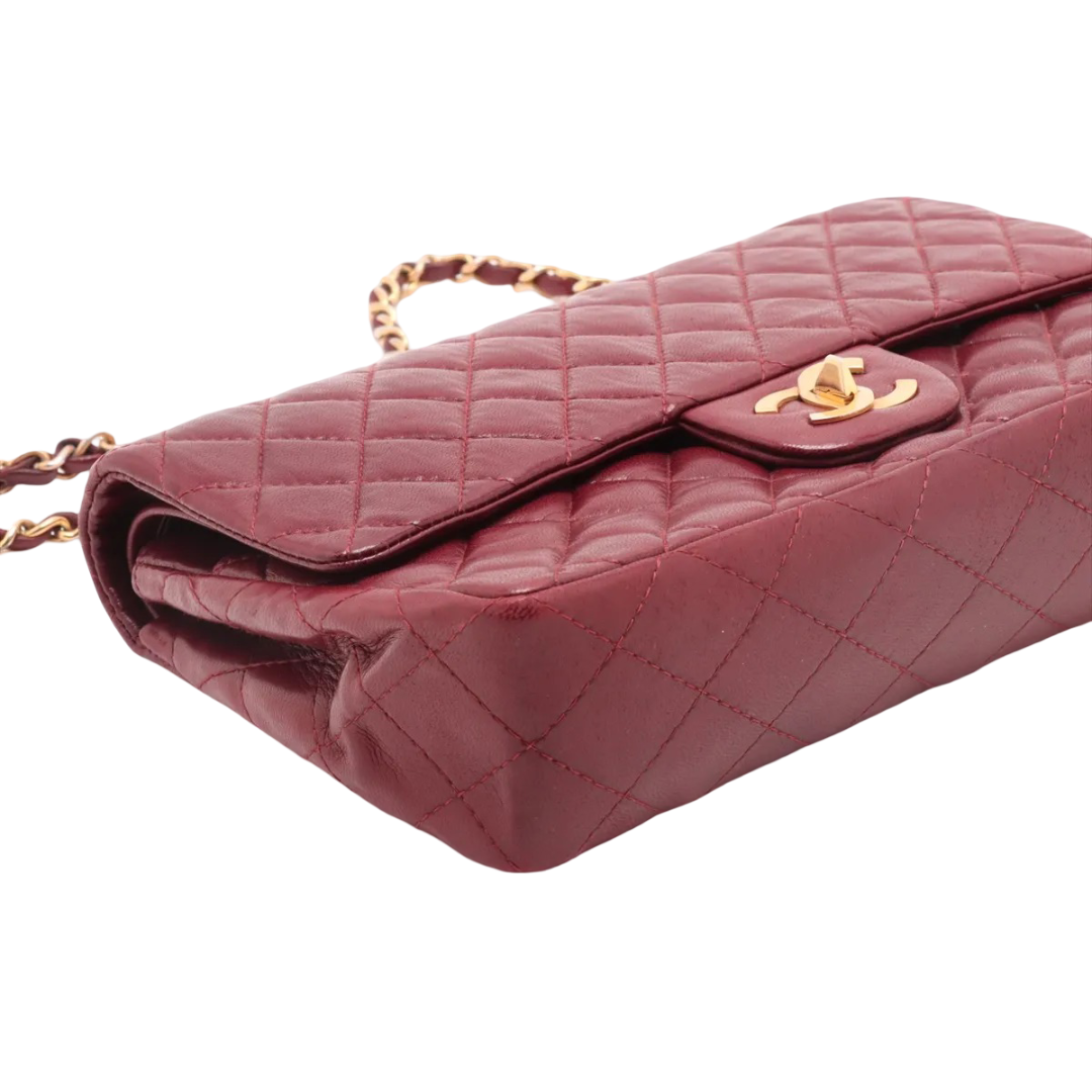 Chanel Vintage Classic Double Flap Bag Leather, RED, LEATHER, Shoulder bag