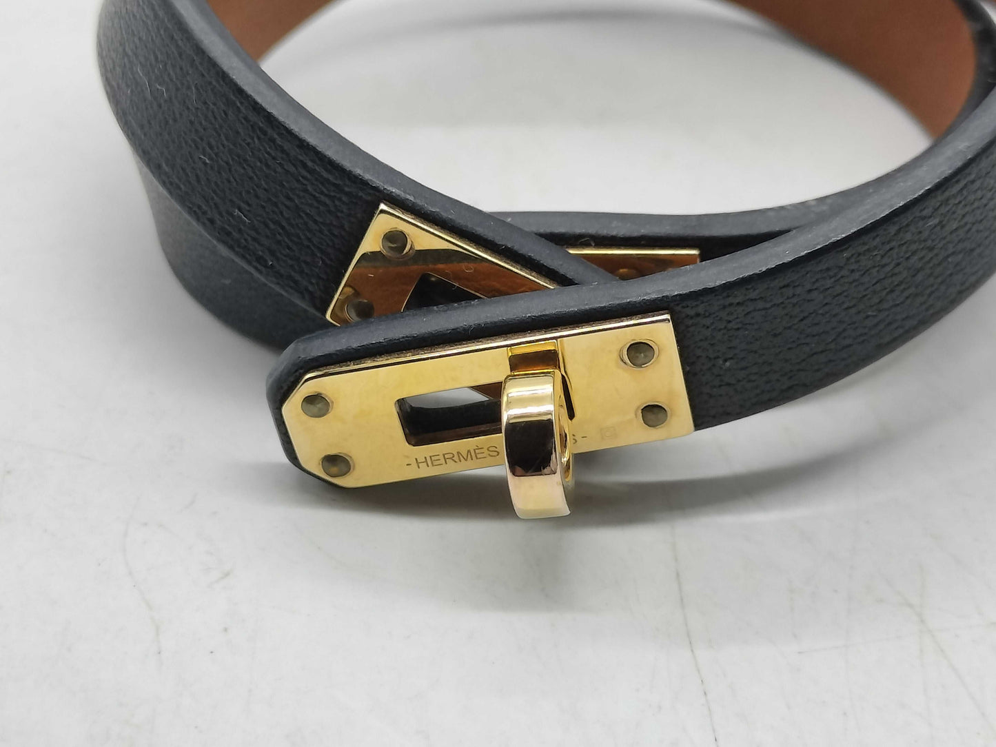 Hermes Kelly Double Tour Bracelet Leather, Neutral, Leather, Bracelet
