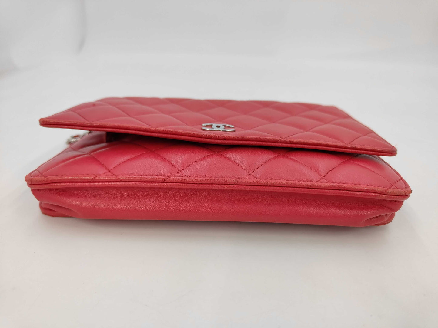 Chanel Timeless CC Wallet on Chain Quilted Goatskin, Red, Leather, Handbag