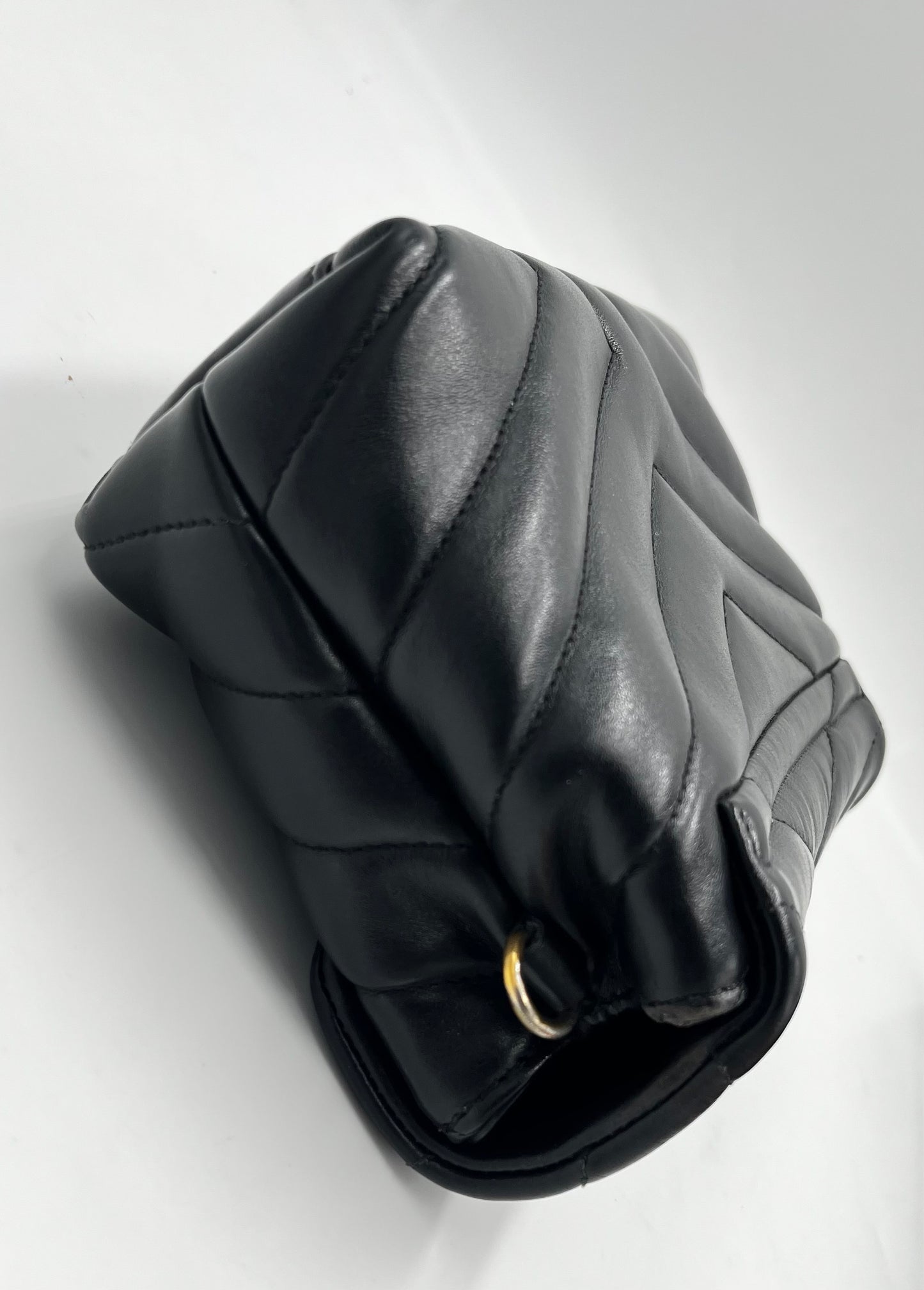 Saint Laurent Loulou NM Matelasse Chevron Leather, Black, Leather, Shoulder Bag