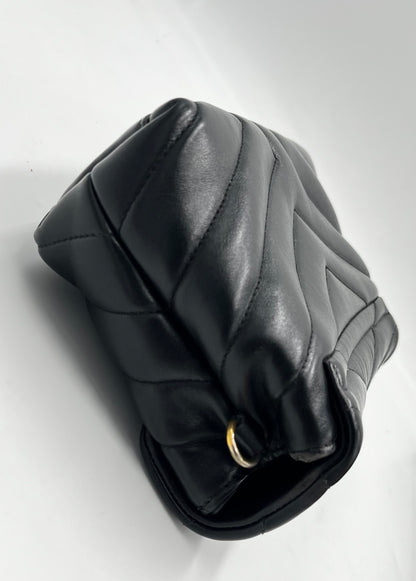 Saint Laurent Loulou NM Matelasse Chevron Leather, Black, Leather, Shoulder Bag