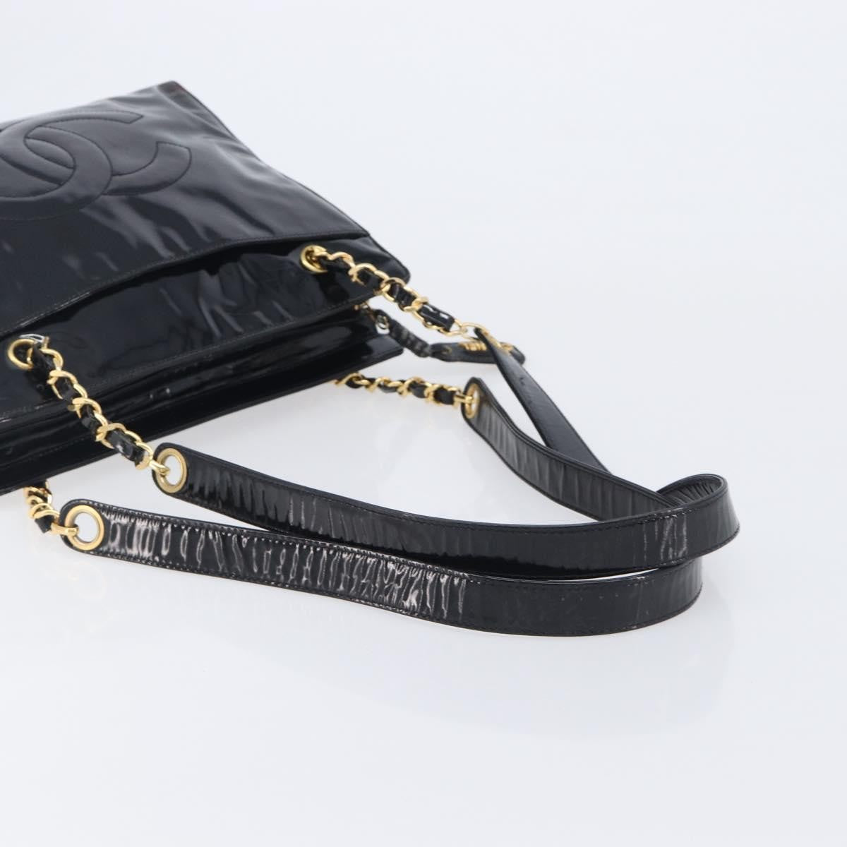 Chanel Coco Mark Patent Leather, Black, Patent Leather, Shoulder Bag