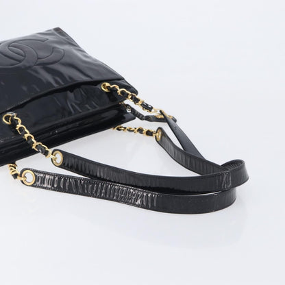 Chanel Coco Mark Patent Leather, Black, Patent Leather, Shoulder Bag