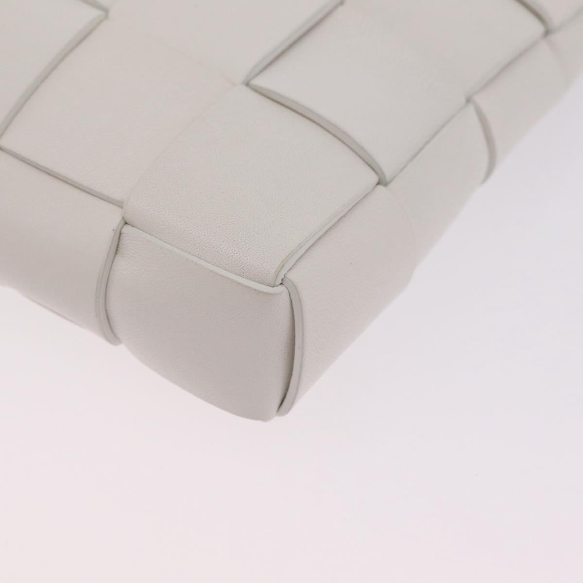 Bottega Veneta The Snap Clutch Maxi Intrecciato Leather with Wood and Metal, White, Leather, Clutch