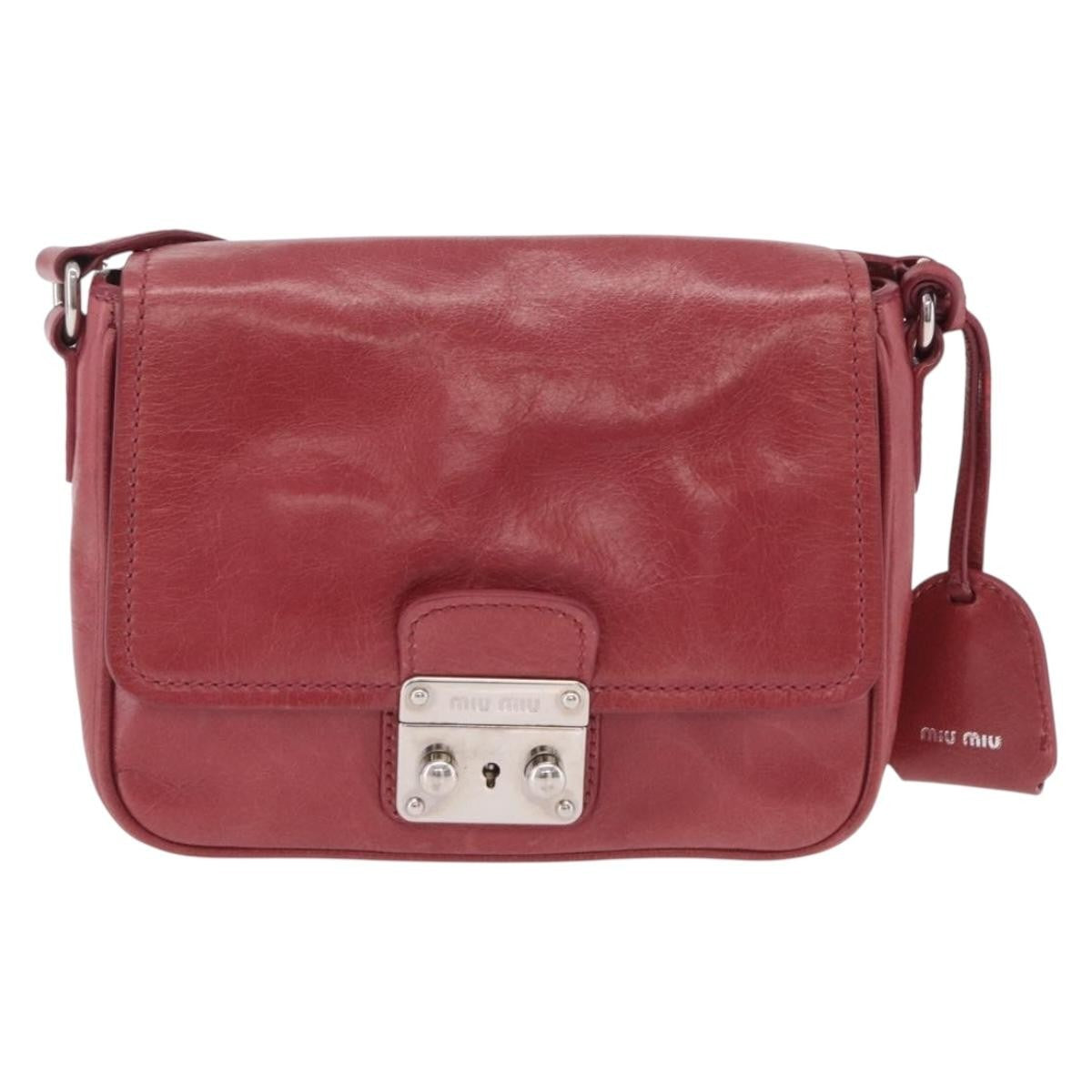 Miu Miu Madras Shoulder Leather, Pink, Leather, Crossbody Bag