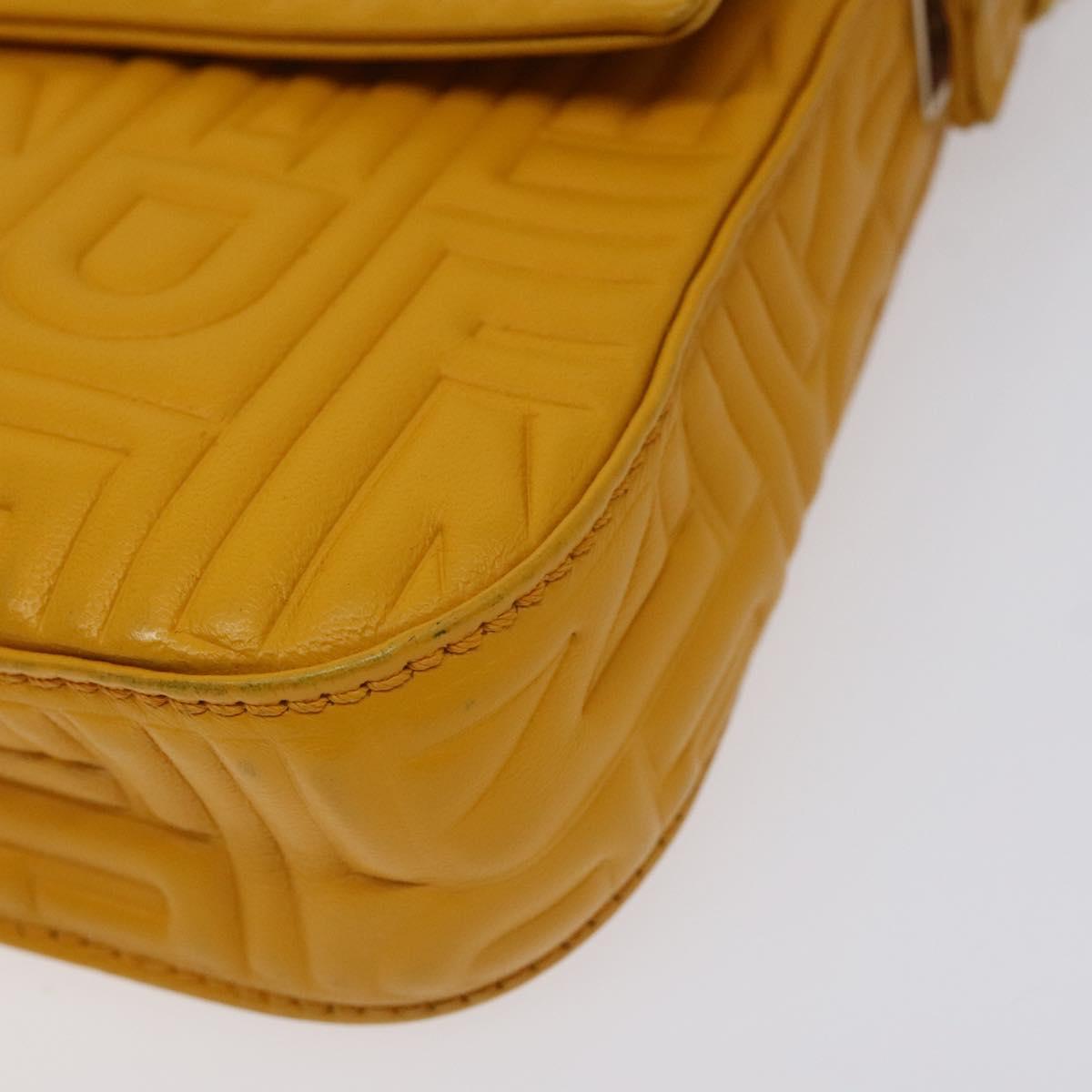 Fendi Baguette NM Bag Zucca Embossed Leather, YELLOW, LEATHER, Shoulder bag