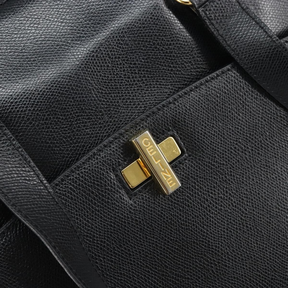 Celine Vintage turn lock shoulder Leather, Black, Leather, Handbag