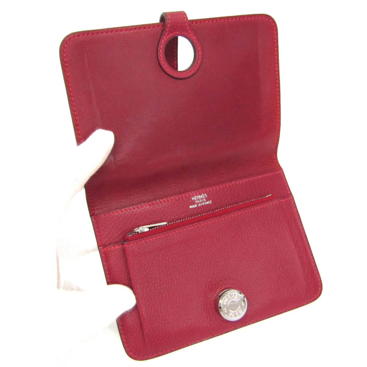 Hermes Dogon Compact Leather, Red, Leather, Wallet