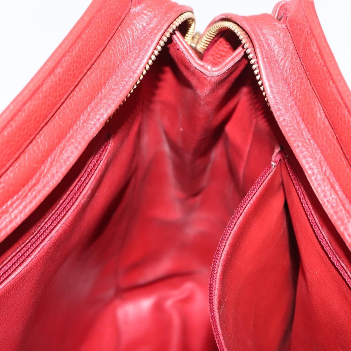 Chanel Vintage Metal CC Caviar, Red, Leather, Shoulder Bag