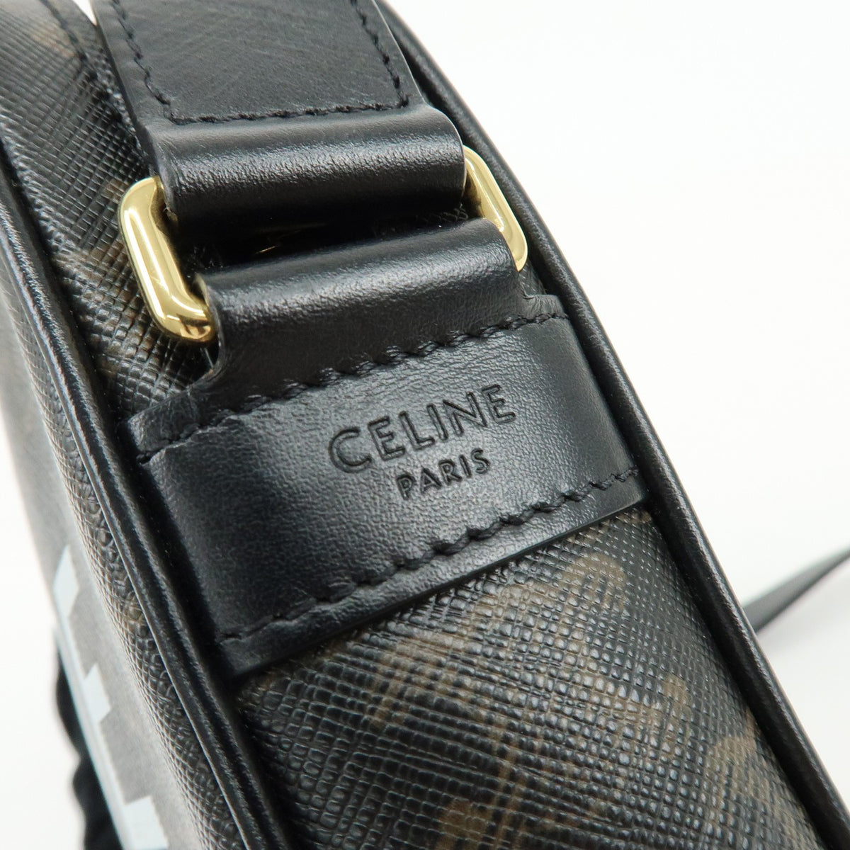 Celine Logo Messenger Triomphe Coated Canvas, Brown, Canvas, Handbag