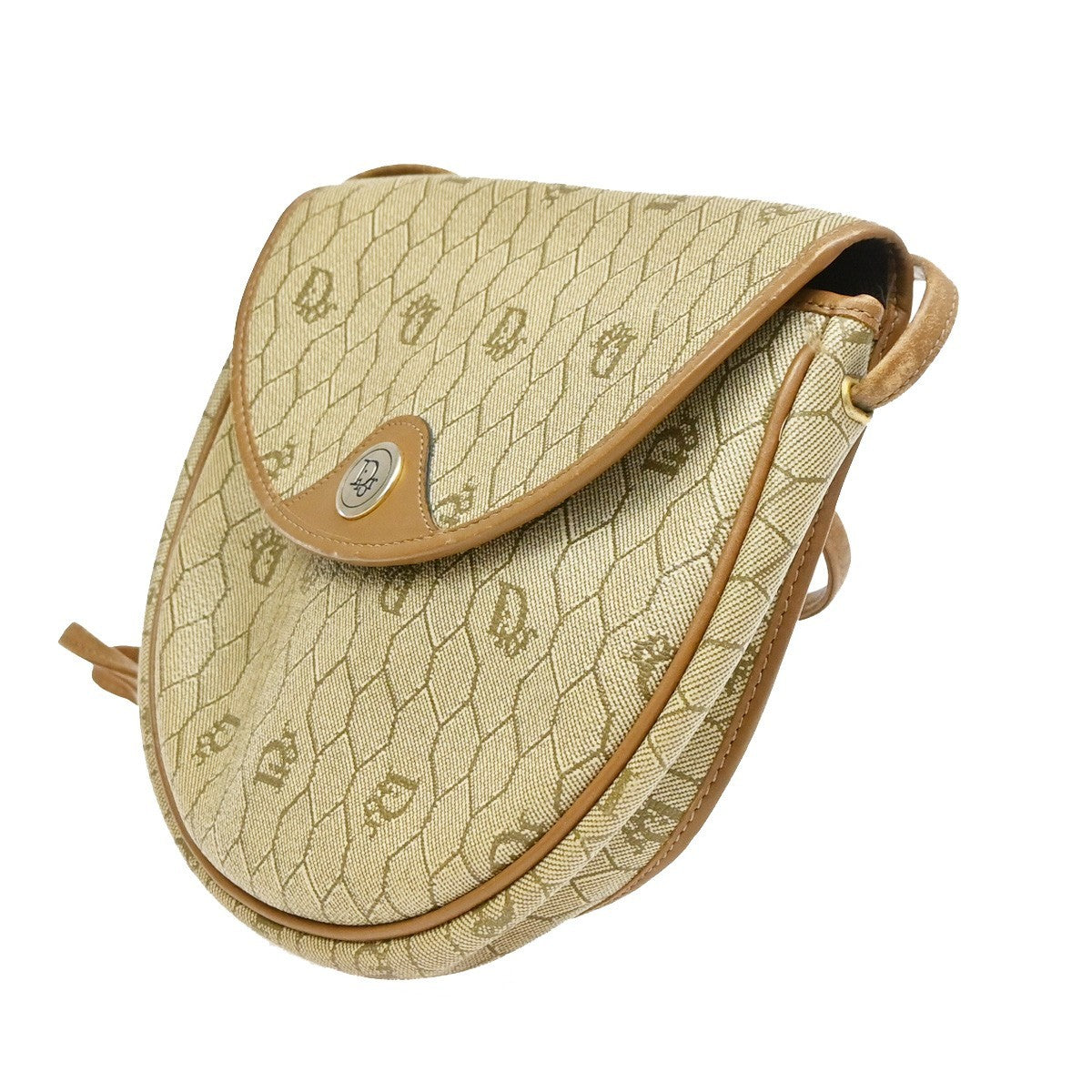 Christian Dior Vintage Honeycomb Canvas, Beige, PVC, Shoulder Bag