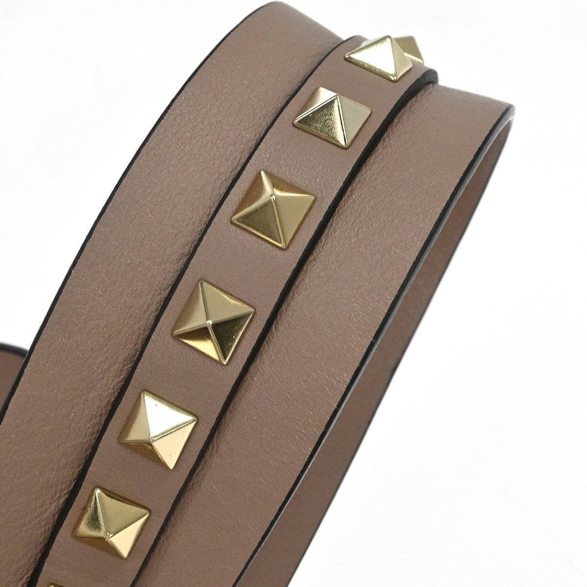 Valentino Garavani Rockstud Top Handle Leather, Beige, Leather, Handbag