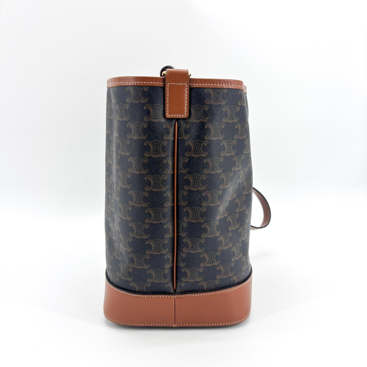 Celine Bucket Triomphe Coated Canvas, Black, Canvas, Shoulder Bag