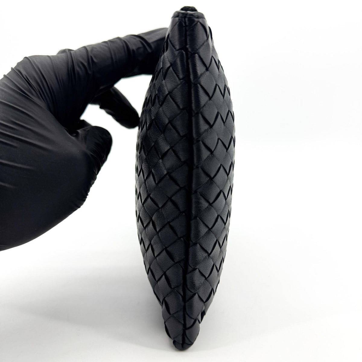 Bottega Veneta Handle Intrecciato Nappa, Black, Leather, Clutch