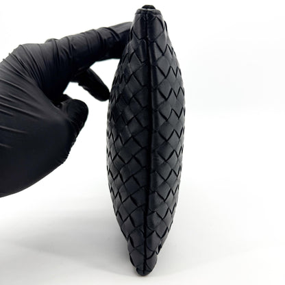 Bottega Veneta Handle Intrecciato Nappa, Black, Leather, Clutch