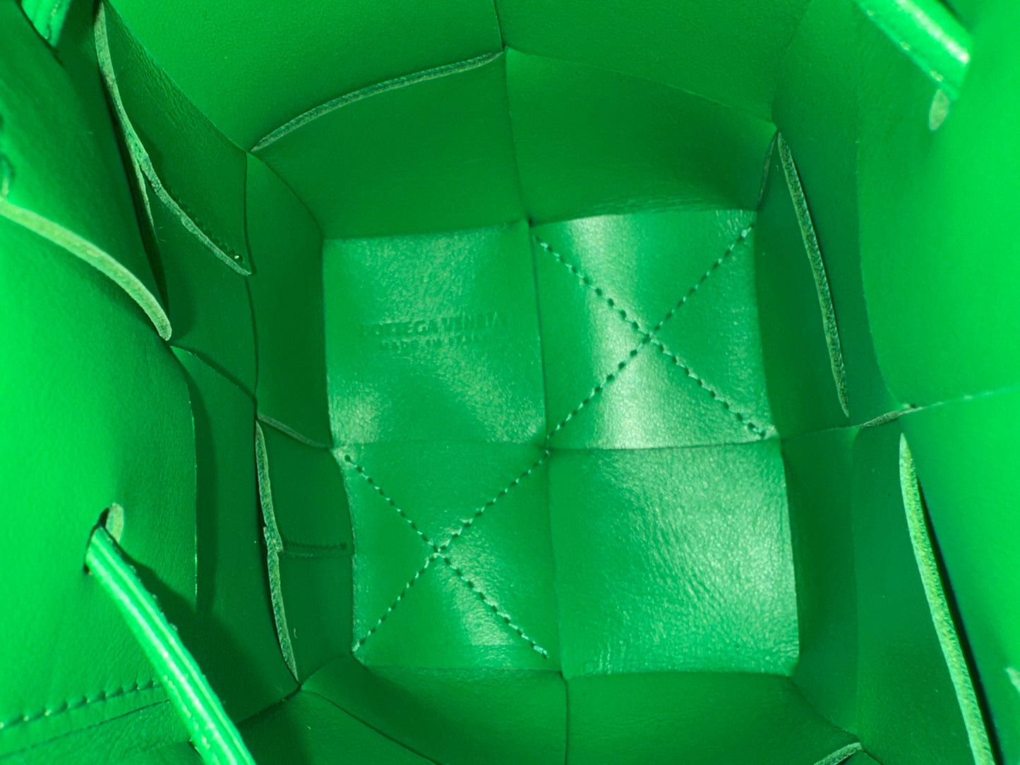 Bottega Veneta Cassette Bucket Bag Maxi Intrecciato Leather with Beaded Details, Green, Leather, Handbag