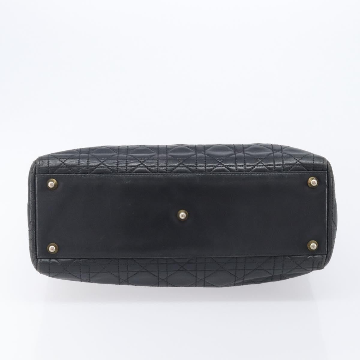 Christian Dior Vintage Lady Dior Cannage Quilt Lambskin, Black, Leather, Handbag
