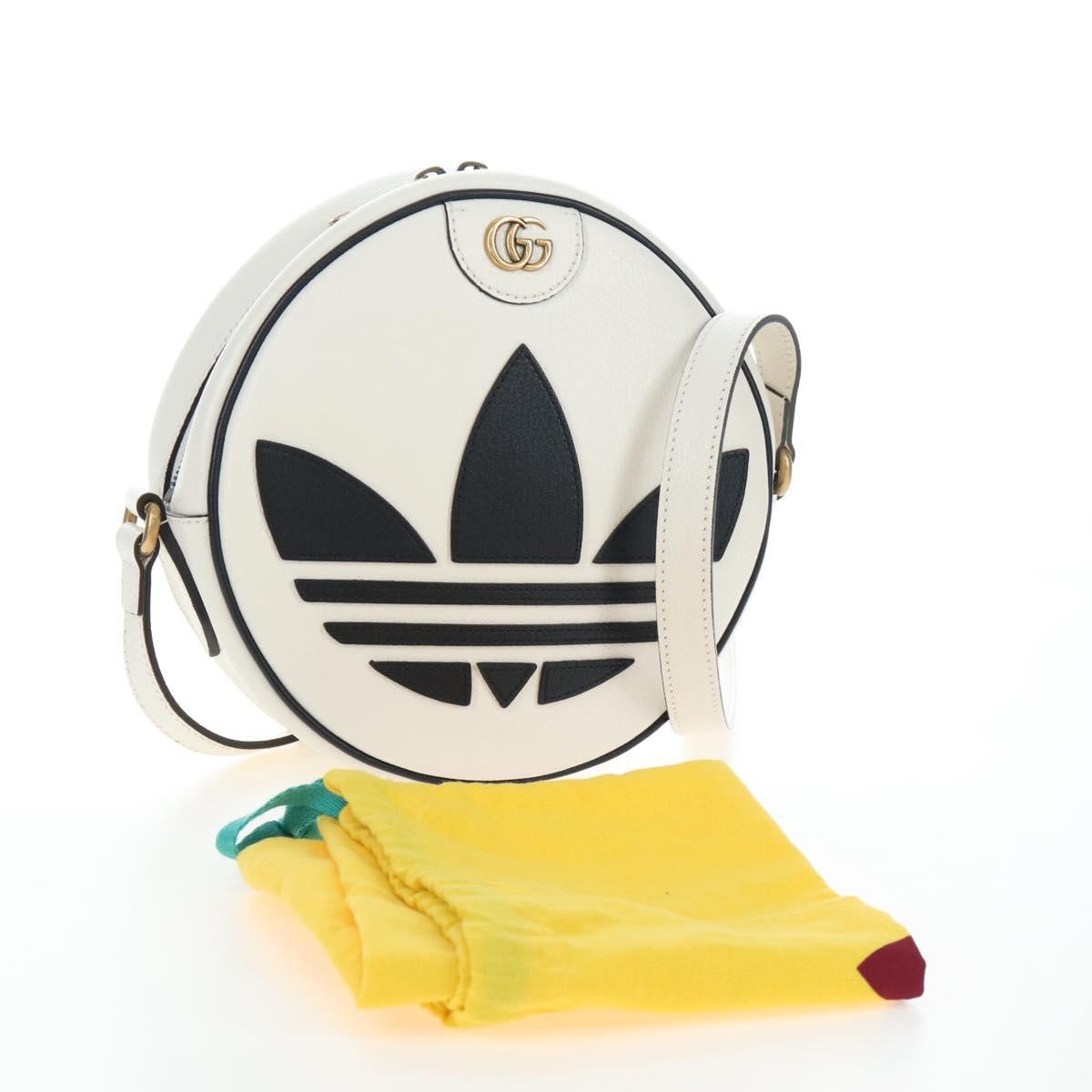 Gucci x adidas Ophidia Round Leather, White, Leather, Crossbody Bag