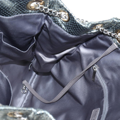 Chanel Drill Perforated Leather, Silver, Leather, Tote Bag