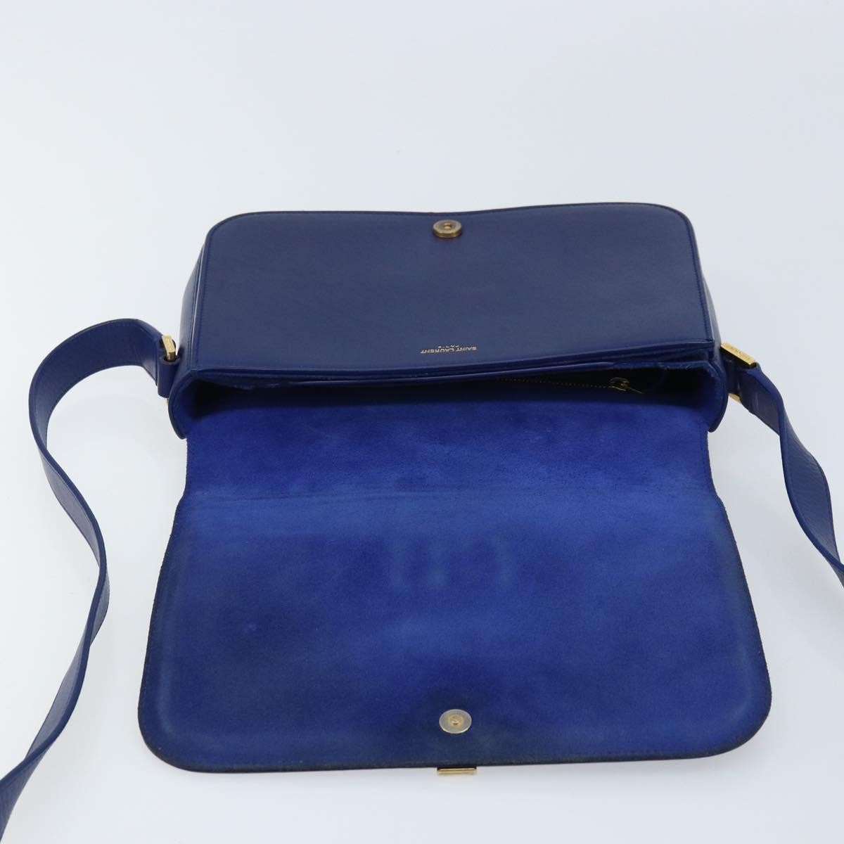 Saint Laurent Chyc Flap Leather, Blue, Leather, Shoulder Bag