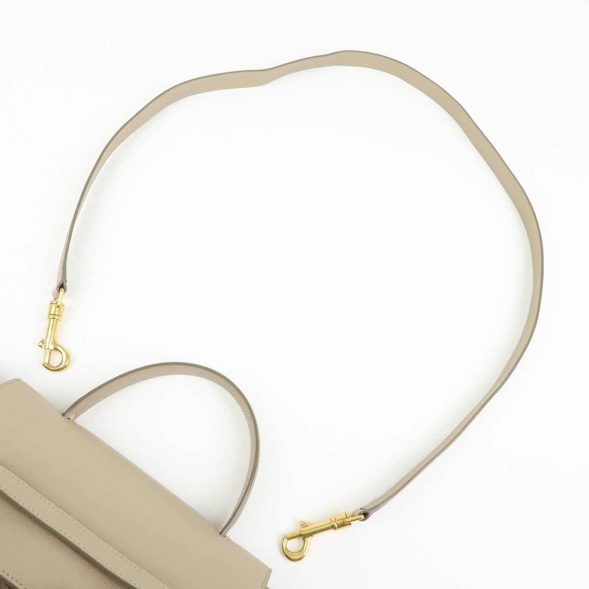 Celine Belt Textured Leather, Beige, Leather, Handbag