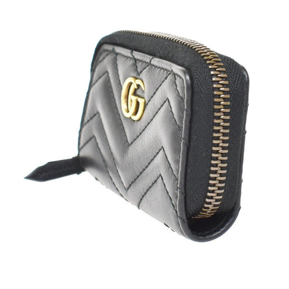 Gucci GG Marmont Zip Around Matelasse Leather, Black, Leather, Wallet