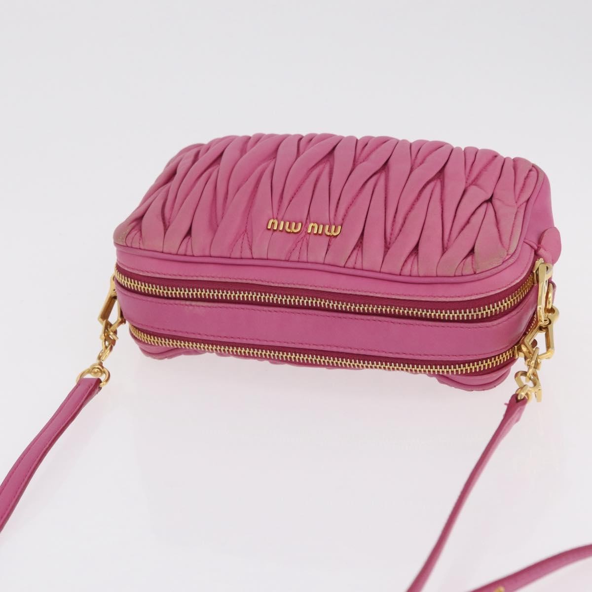 Miu Miu Tech Matelasse Leather, Pink, Leather, Crossbody Bag
