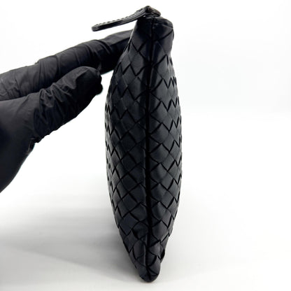 Bottega Veneta Handle Intrecciato Nappa, Black, Leather, Clutch