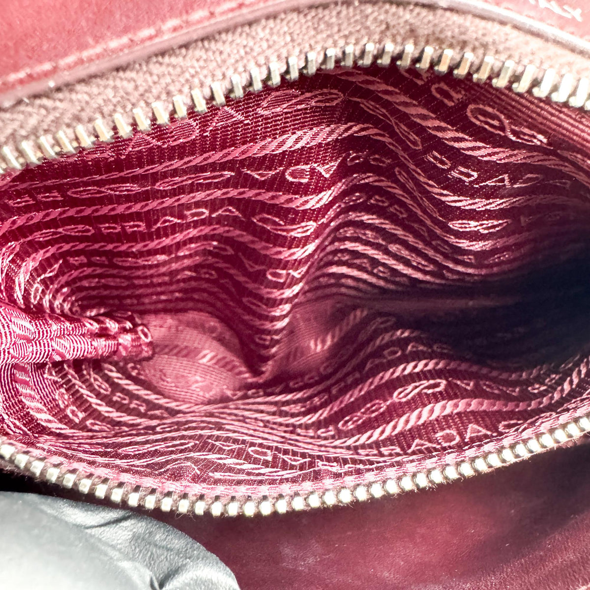Prada Chain Flap Diagramme Quilted Leather, Burgundy, Leather, Shoulder Bag