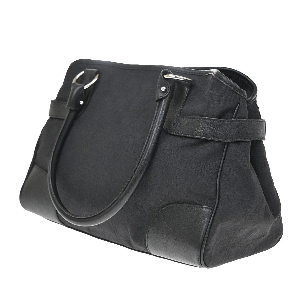 Salvatore Ferragamo Gancini Tote Canvas, Black, Canvas, Tote Bag