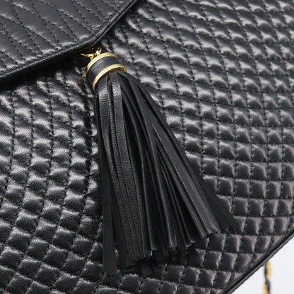 Bally Vintage Chain Quilted Leather, Black, Leather, Shoulder Bag