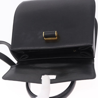 Salvatore Ferragamo Gancini Leather, Black, Leather, Handbag