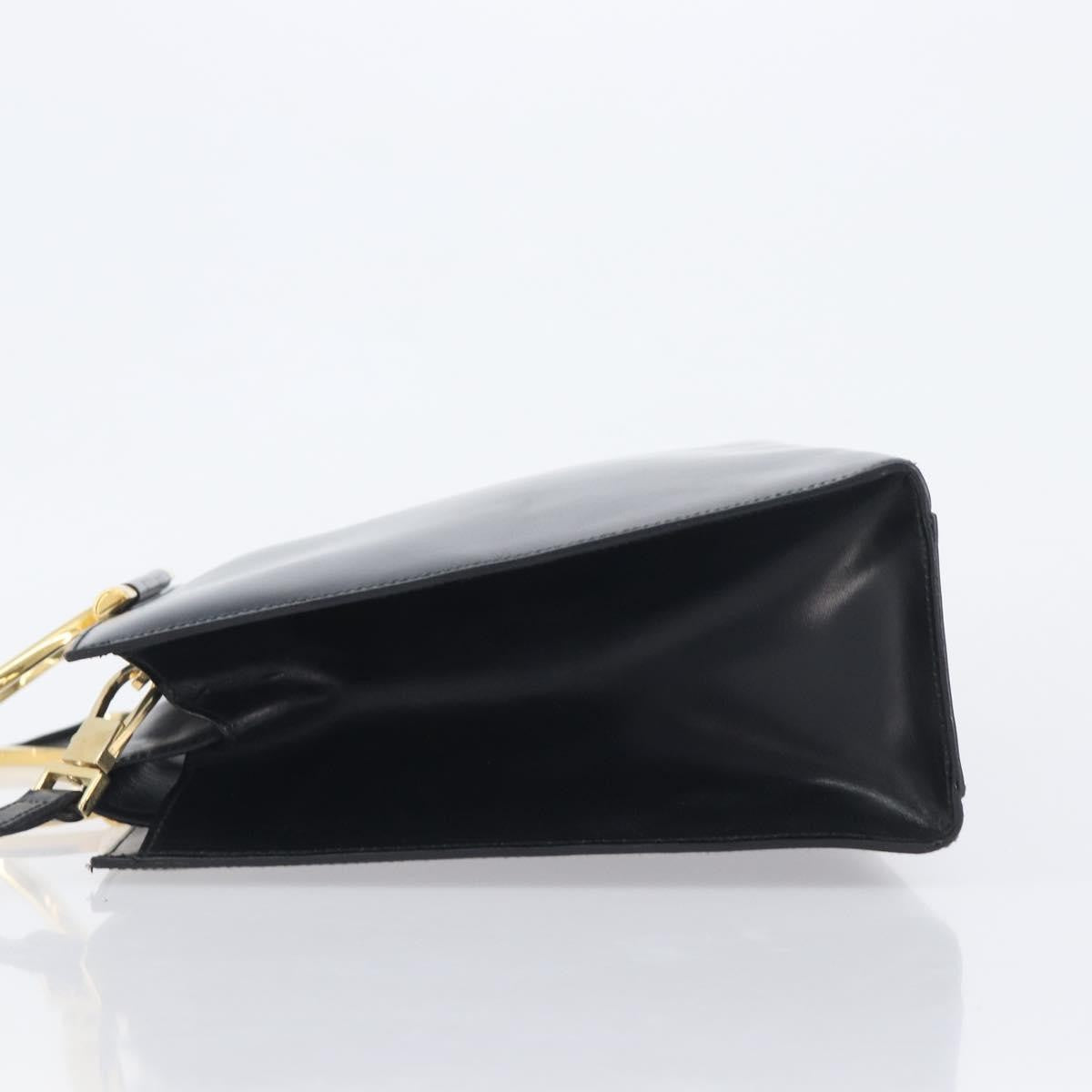 Celine Top Handle Leather, Black, Leather, Handbag