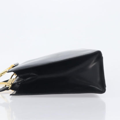 Celine Top Handle Leather, Black, Leather, Handbag